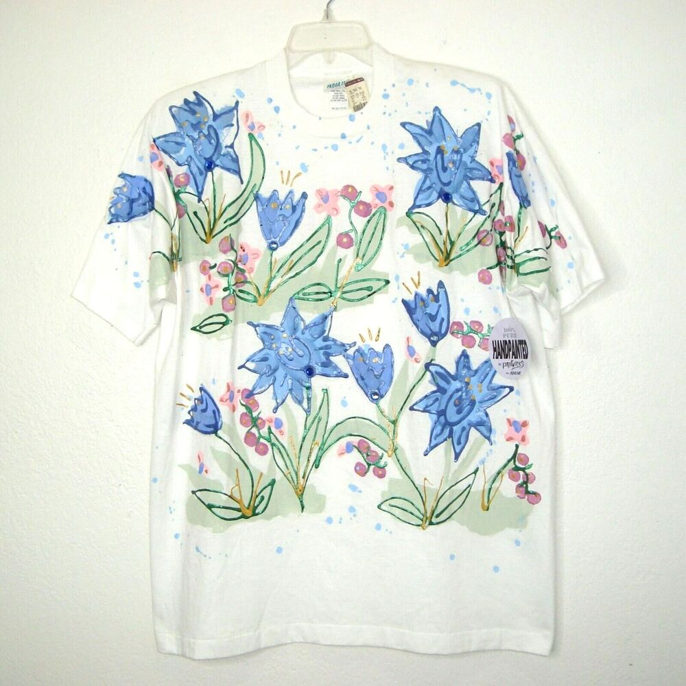 NWT Vintage INDIA INK Paintworks Art-to-Wear Handpainted Womens T-Shirt One Size